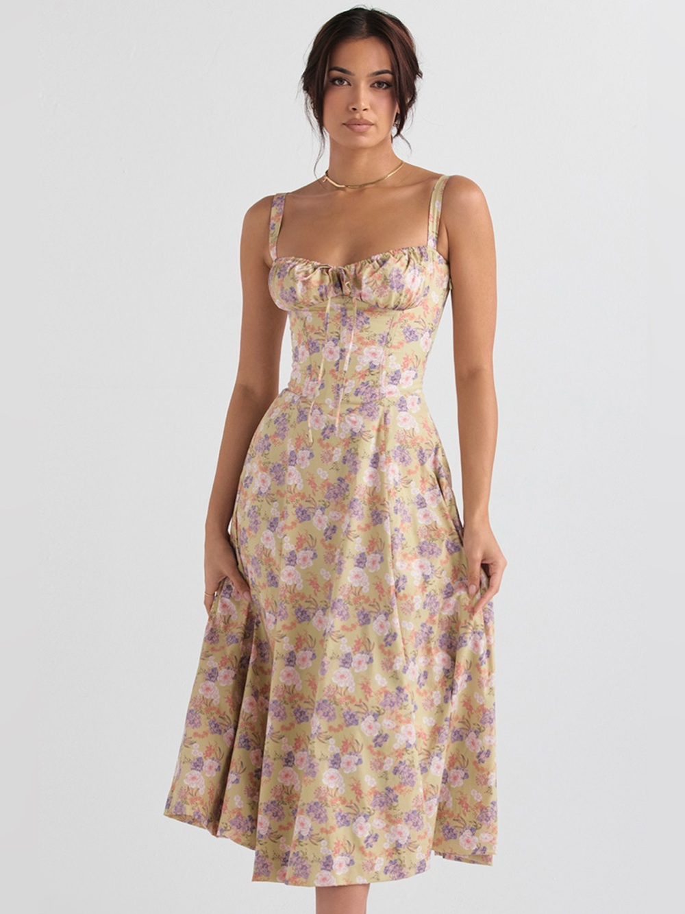 House of CB Olive Green Floral Maxi Dress - Picture 5 of 6